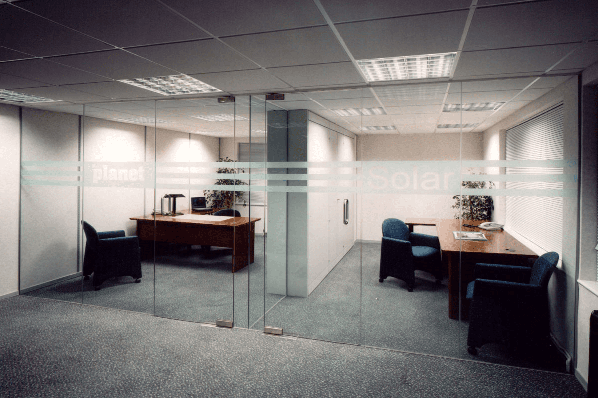 Glass office divider walls