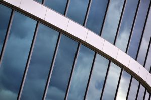 Glass wall of an office building
