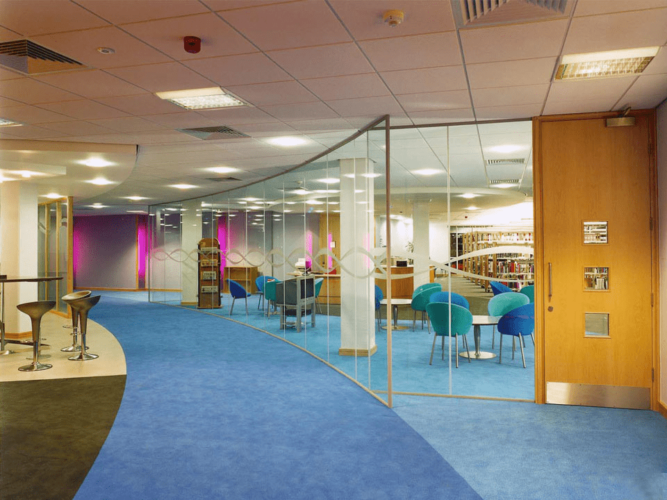 Simple design on glass office interior divider walls