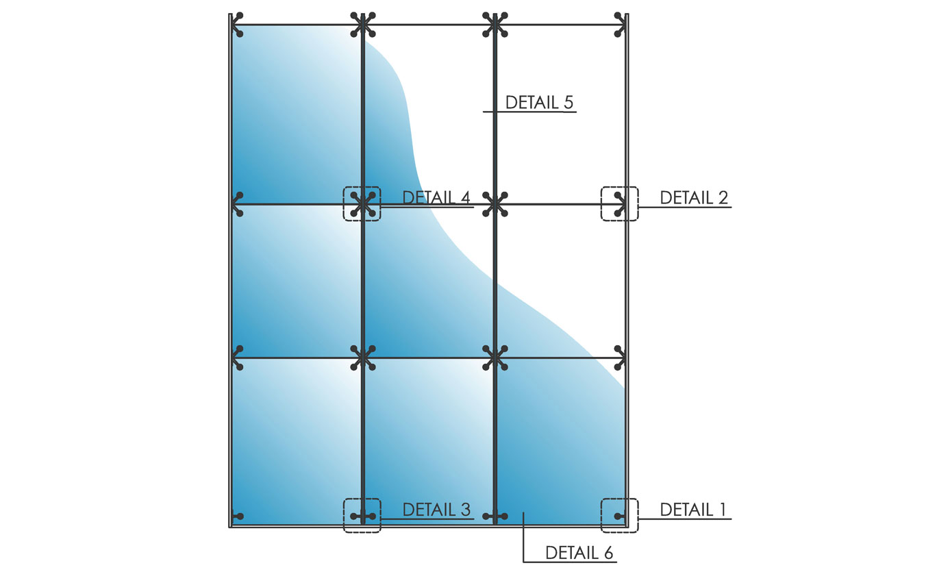 Point Support Single Glazed High Wall System