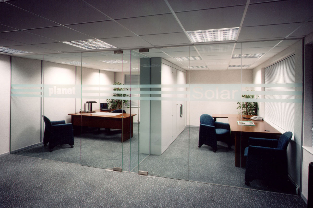 Glass office divider walls