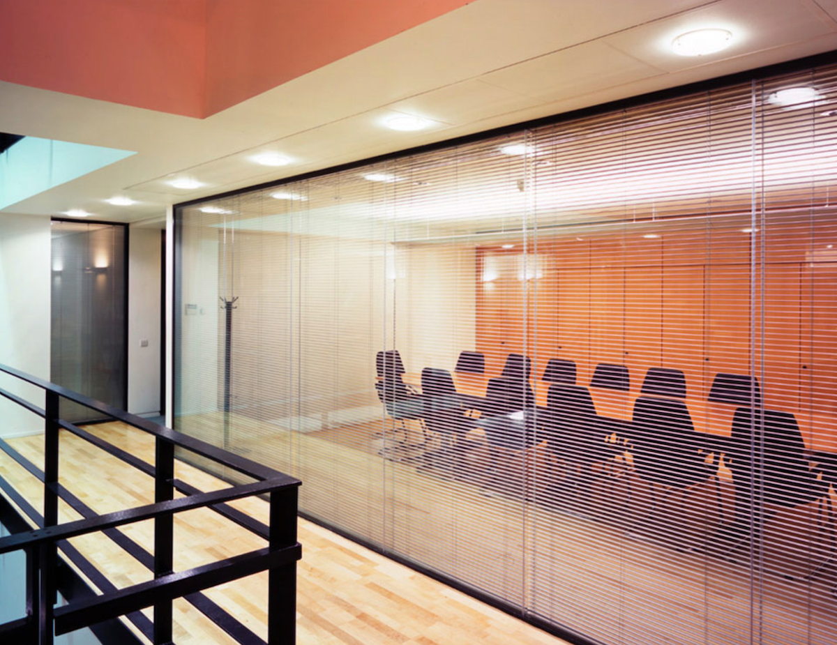 Full Height Glazed Partition System Provide Privacy With Blinds