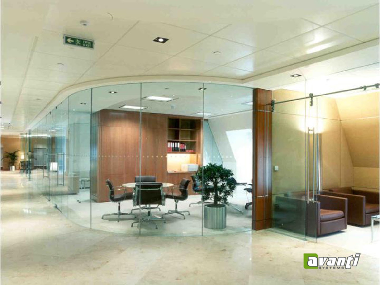 Soften the Design with Rounded Ends - Glass Enclosed Office Space