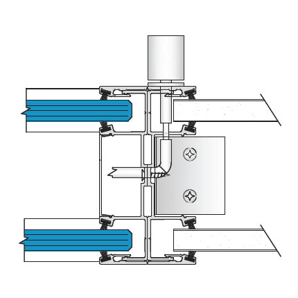 Double Glazed Frame To Solid Mullion With Manual Blind Control